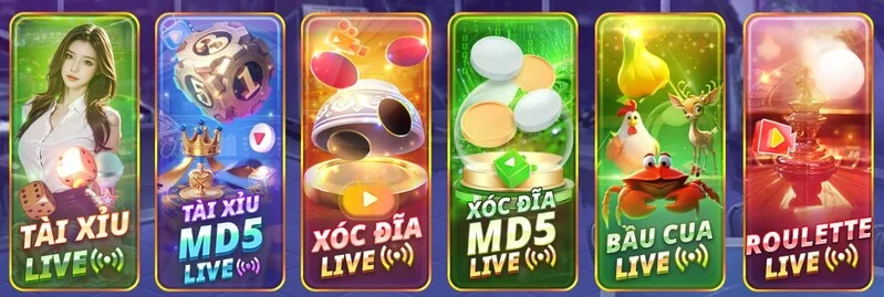 Live Casino với Tài Xỉu, Xóc Đĩa, Roulette